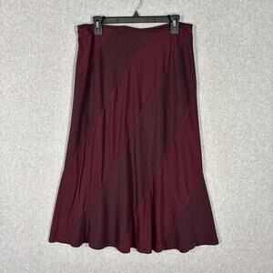Norton‎ Studio Skirt Medium Burgundy Midi Ruffle Flowy Flare Panelled Academia